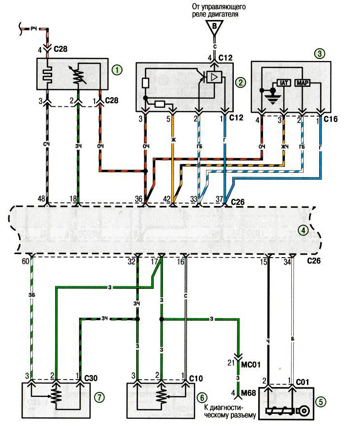 Схема 11. Соединения системы впрыска топлива (продолжение)