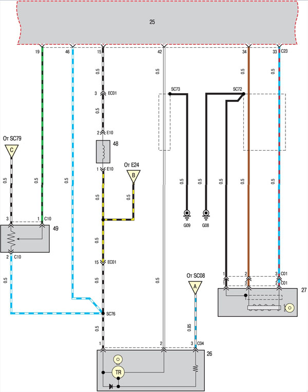 Схема 10. Система управления двигателем 1.3 SOHC (лист 4)