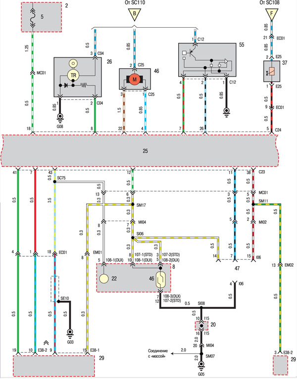 Схема 14. Система управления двигателем 1.5 SOHC (лист З)