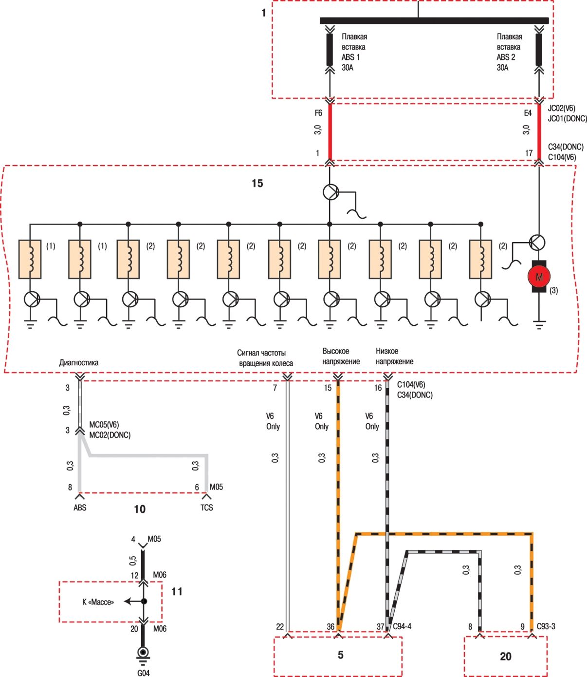 Схема 4. Антиблокировочная система тормозов (продолжение)