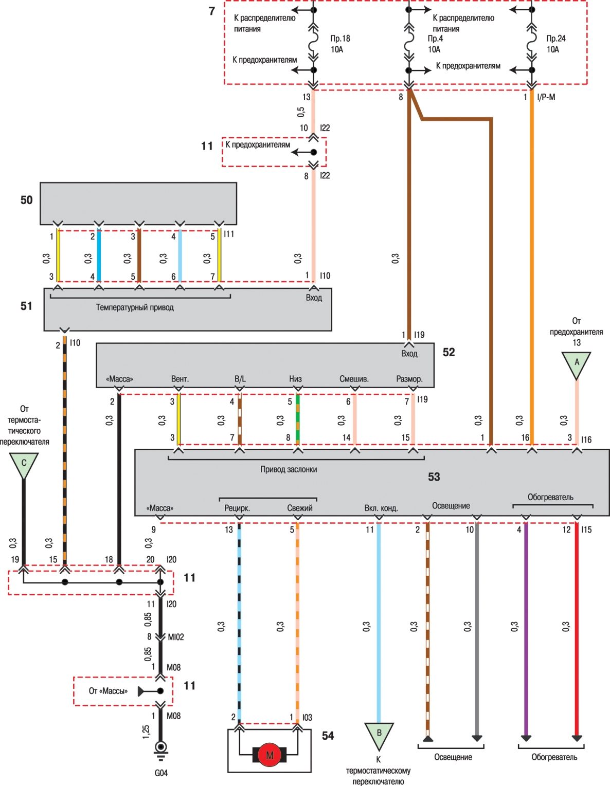 Схема 12. Ручное управление 2 вентилятором и кондиционером